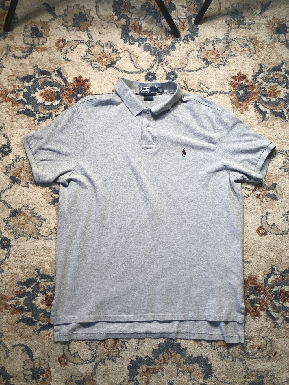 Polo Ralph Lauren Men’s Short Sleeve Polo Shirt Gray Solid Custom Fit 2XL Knit